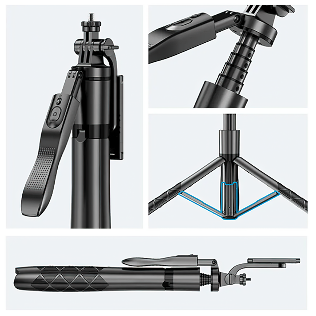 360° Panoramic Handheld Tripod Selfie Stick with Remote Control for Mobile Phones