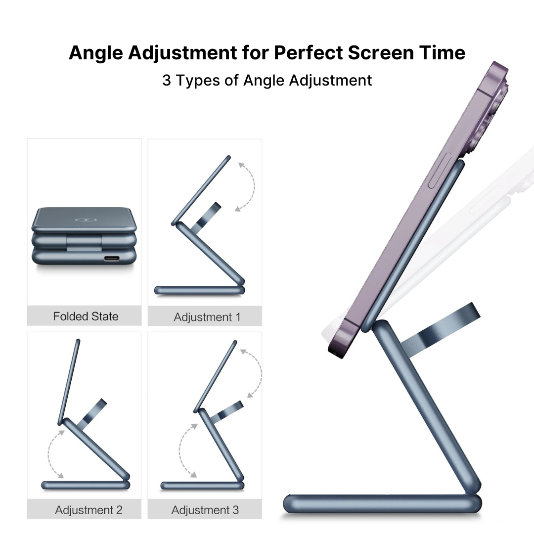 MagFold Pro 3-in-1 Aluminum Wireless Charging Stand