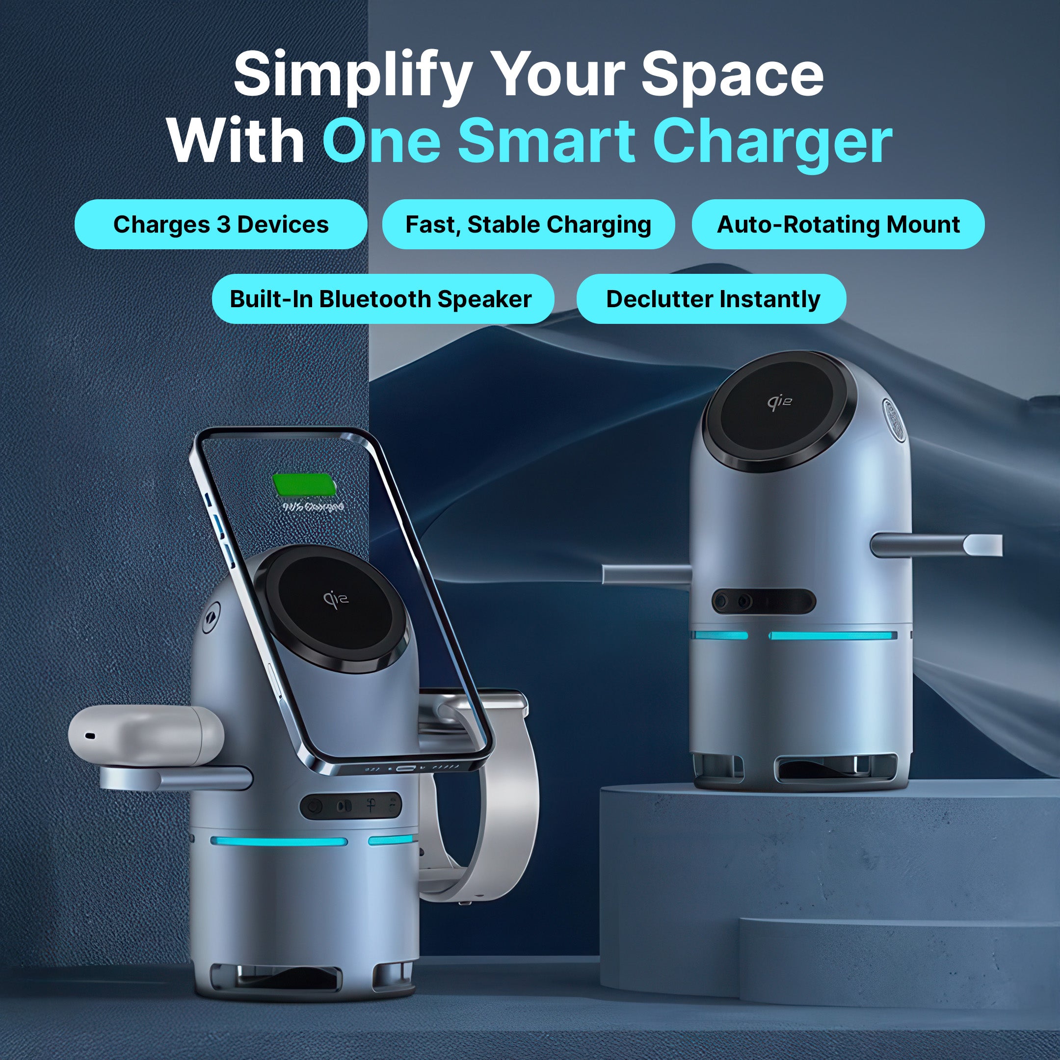 4-in-1 MagSafe Wireless Charging Station with Bluetooth Speaker Qi2