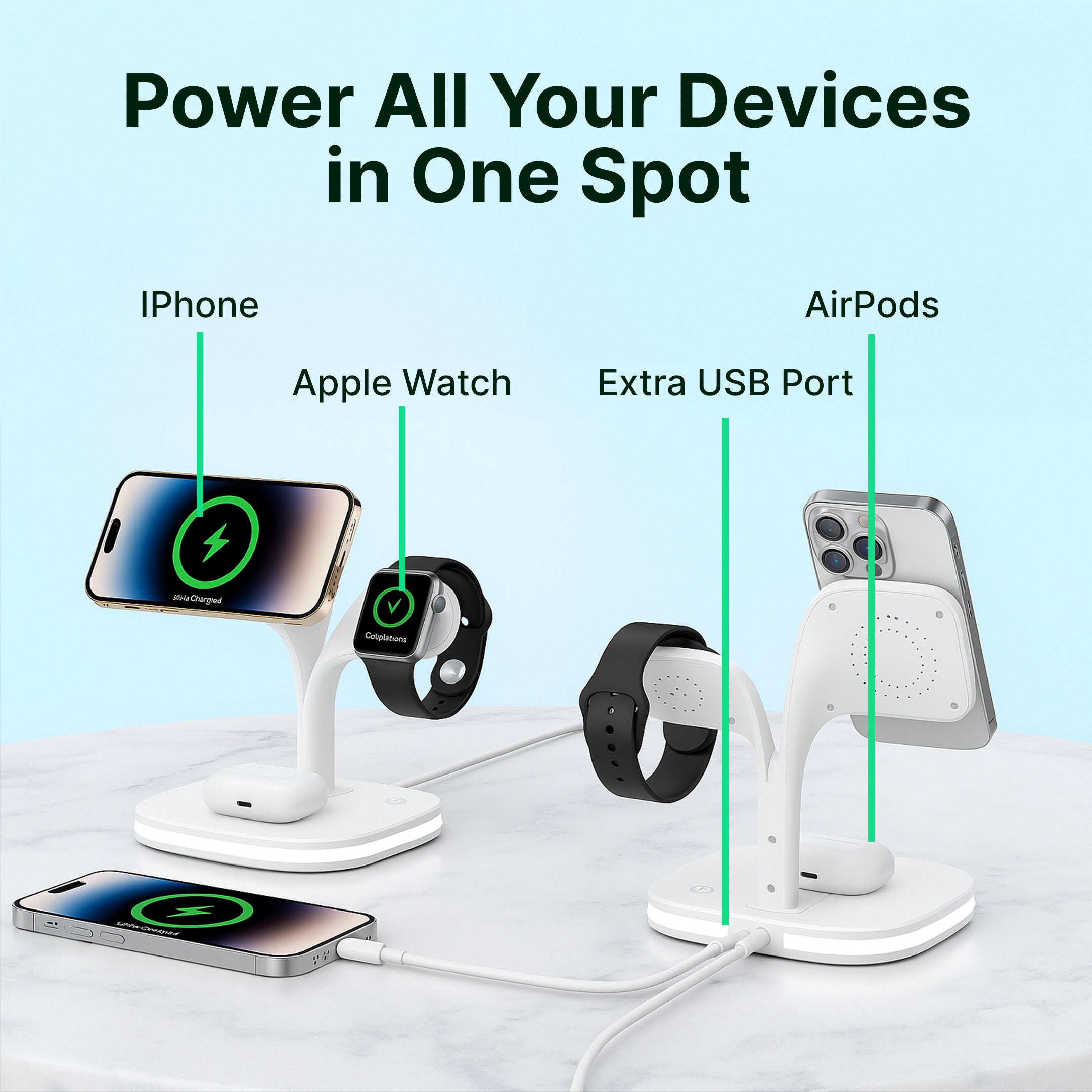 5-in-1 Magnetic Wireless Charger Stand for iPhone, Apple Watch, and AirPods