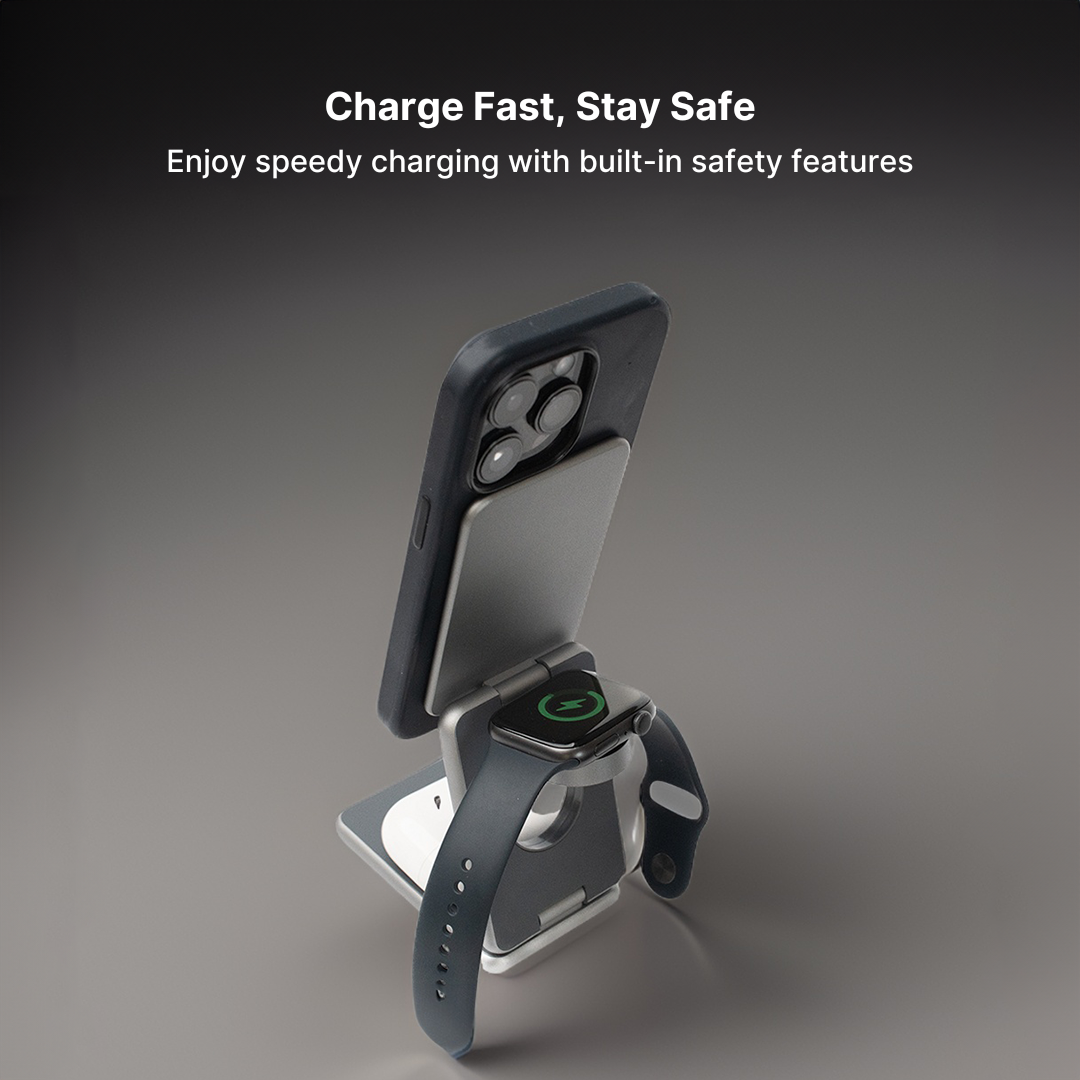 MagFold Pro 3-in-1 Aluminum Wireless Charging Stand