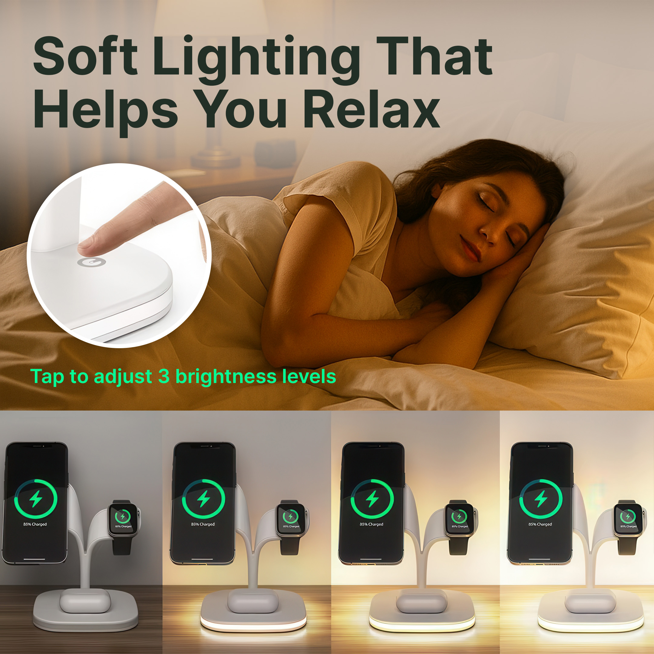 5-in-1 Magnetic Wireless Charger Stand for iPhone, Apple Watch, and AirPods