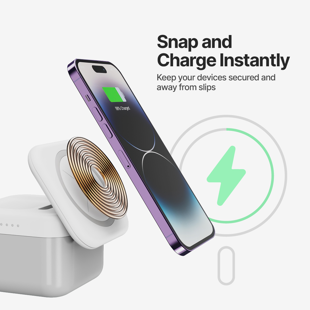 CubeMag 3-in-1 Magnetic Wireless Charging Station for Apple and Android