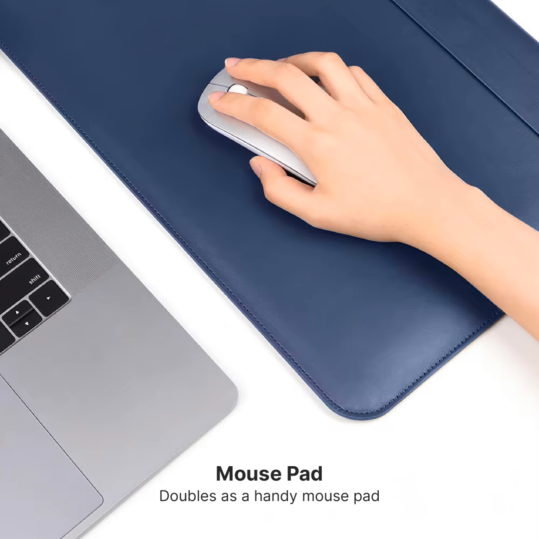 PU Leather MacBook Sleeve with Magnetic Flap and Mouse Pad