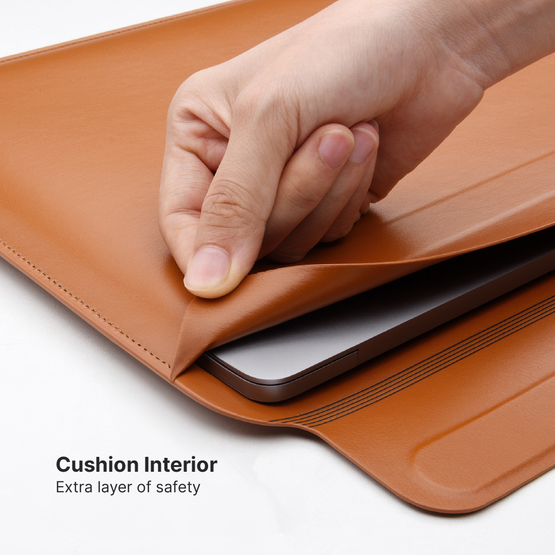 PU Leather MacBook Sleeve with Magnetic Flap and Mouse Pad