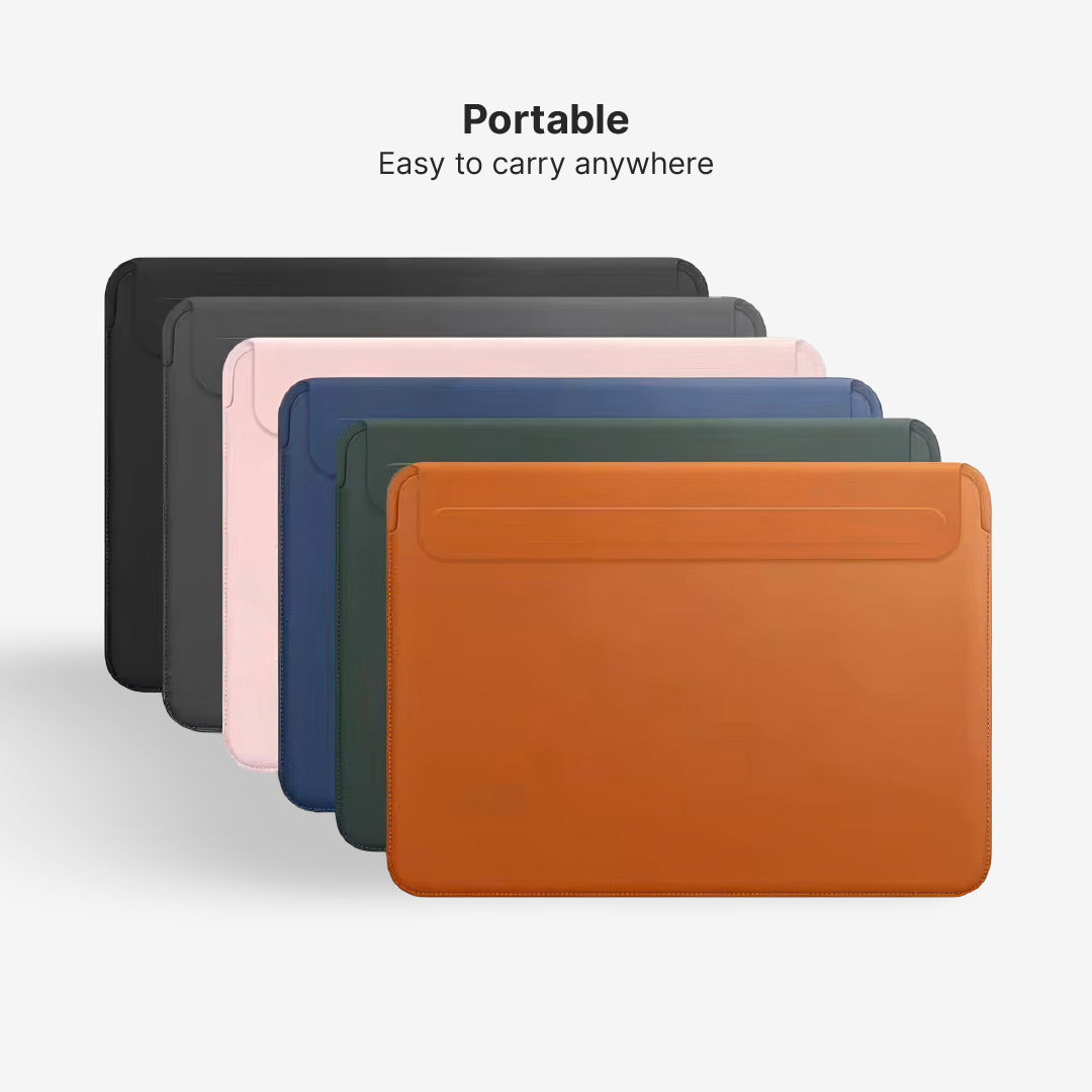 PU Leather MacBook Sleeve with Magnetic Flap and Mouse Pad